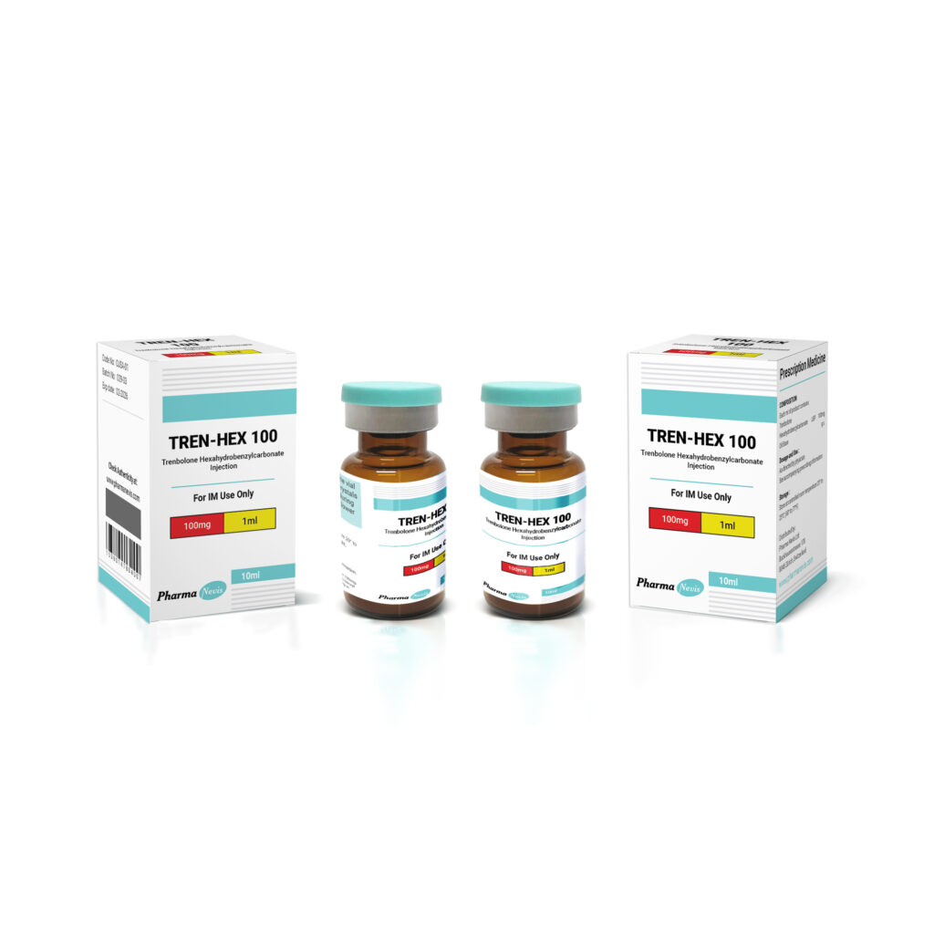 Pharma Nevis - TRI-TREN 150 vial featuring a blend of Trenbolone Acetate, Trenbolone Enanthate, and Trenbolone Hexahydrobenzylcarbonate for enhanced muscle growth and fat loss.